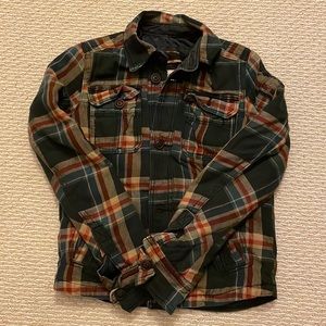 Abercrombie Fall Colored Flannel Jacket With Windbreaker Material in the Inside